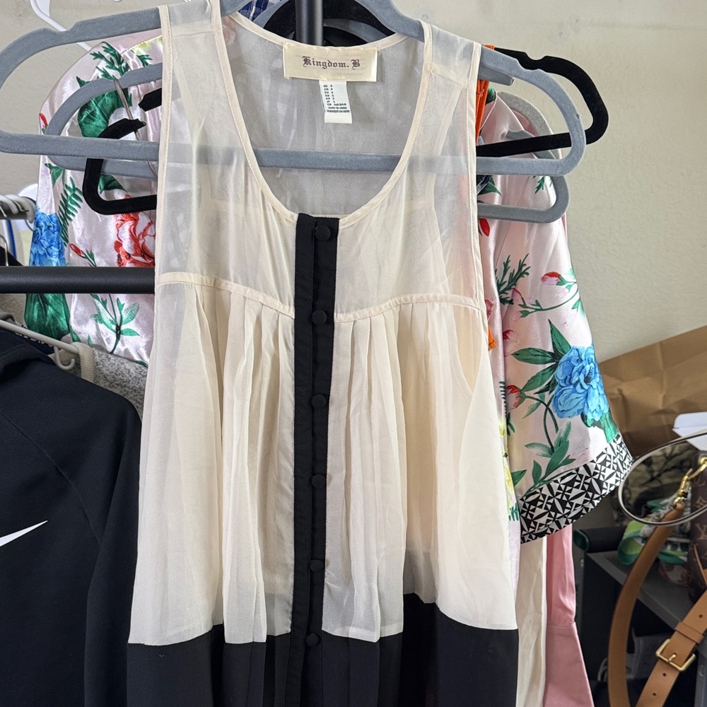 Women's Cream and Black Blouse
